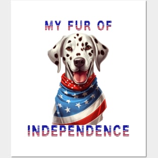 Dalmatian Funny USA Flag 4th of July Fur Of Independence Posters and Art